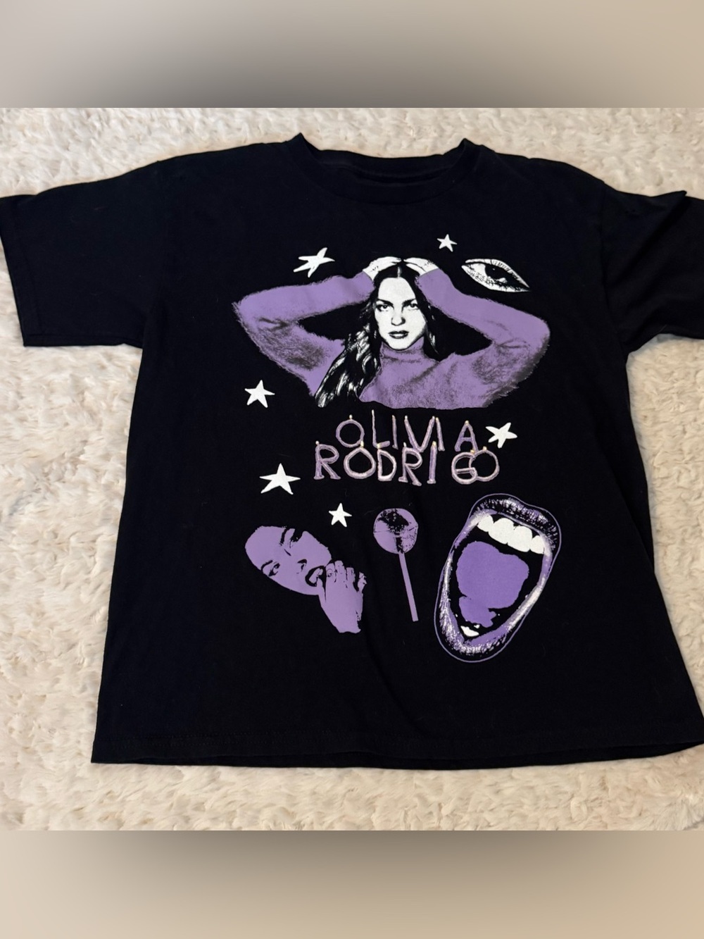 Olivia Rodrigo Graphic T-Shirt Black Purple Star Tour Merch Size XS